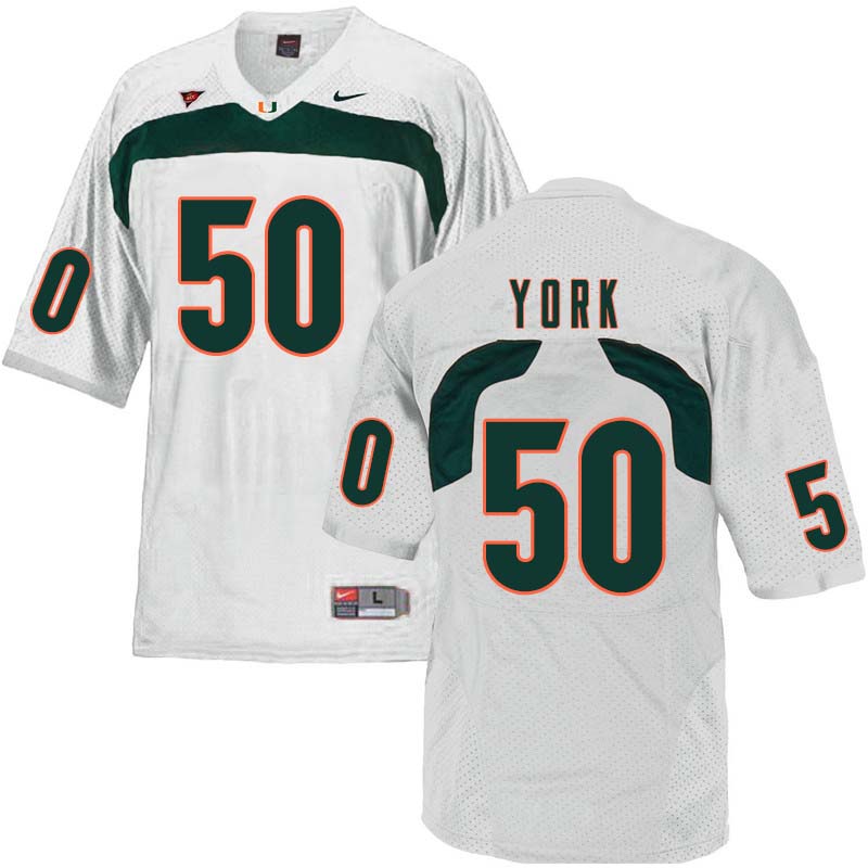 Nike Miami Hurricanes #50 Sam York College Football Jerseys Sale-White - Click Image to Close